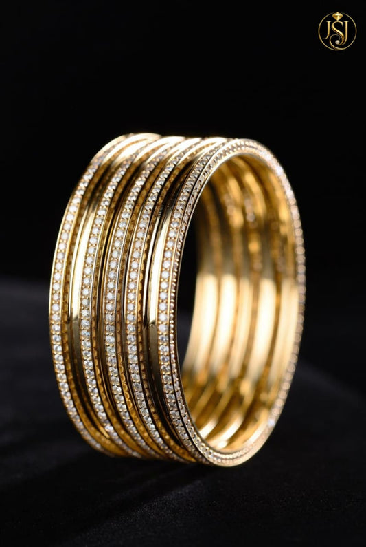 Gold Plated Stone Studded Bangles Set