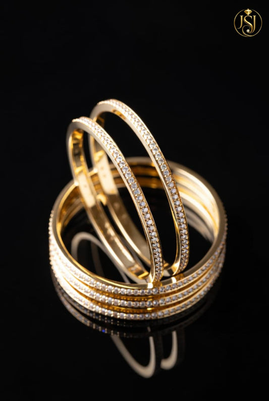 Gold Plated Stone Studded Bangles Set