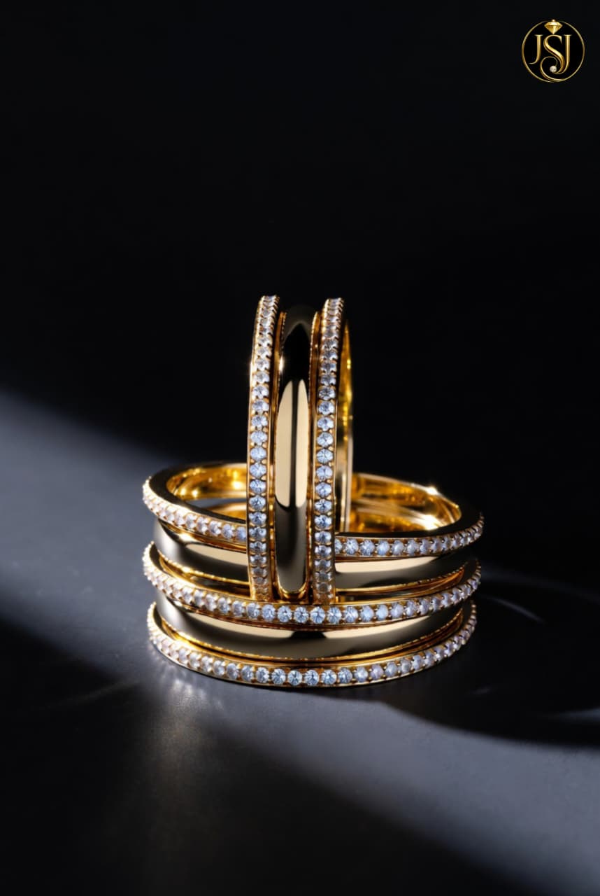Gold Plated Stone Studded Bangles Set