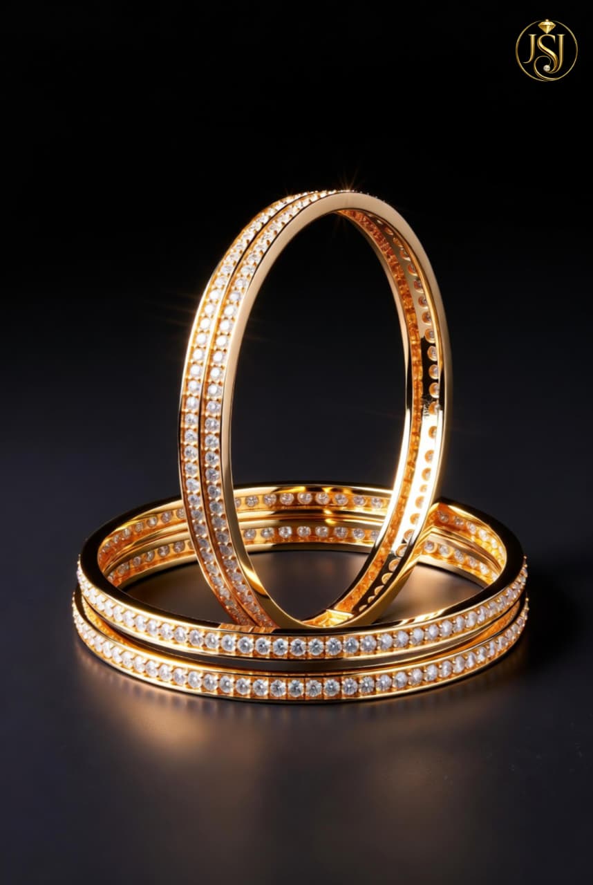 Gold Plated Stone Studded Bangles Set